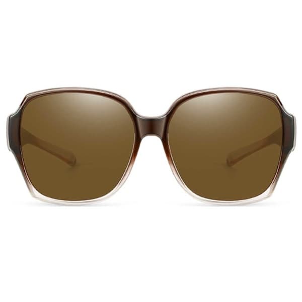Polariserede solbriller, der kan bæres over briller. Translucent brown-framed tea leaves