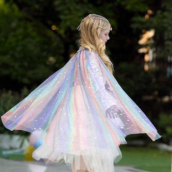 Färgglad prinsesskappa, prinsessklänning, L