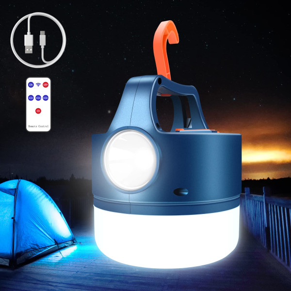 USB eller Solar Genopladelig LED Lanterne Camping Light 2400mAh