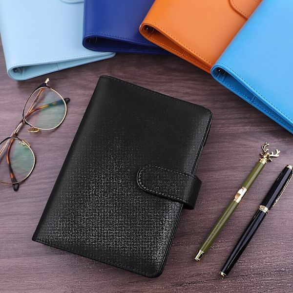 A6 PU Læder Notesbog Binder Genopfyldelig 6 Rings Binder til A6 Fyldpapir, Løsblad Personlig Planlægger Binder Cover
