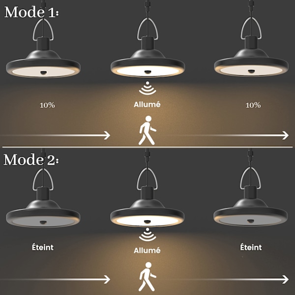 Udendørs solcellelampe, 4 lystilstande 6 lysstyrker, varmt hvidt