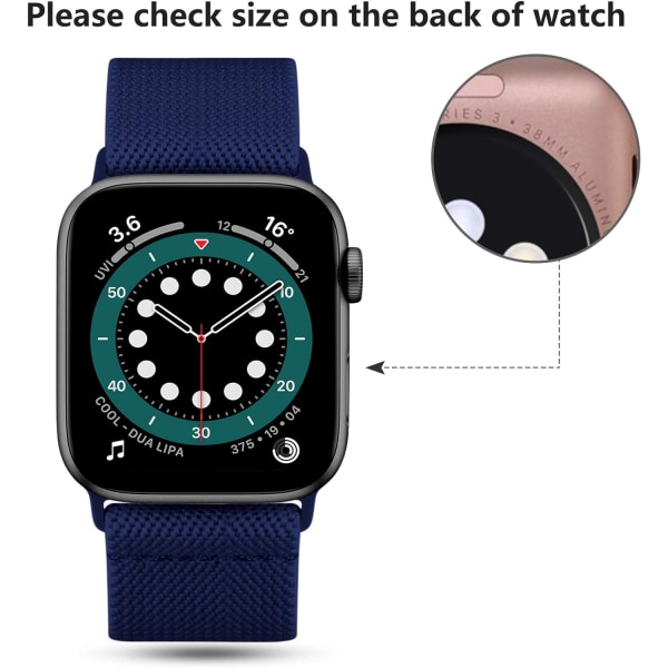 Loop-hihna yhteensopiva Apple Watch -hihnan kanssa, säädettävä venyvä nylonpunottu urheilullinen vaihtohihna iWatch SE -sarjoille 9/8/7/6/5/4/3/2/1