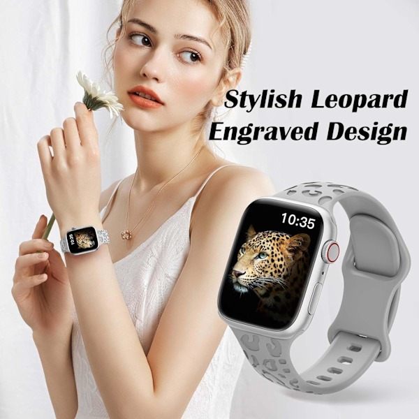 Myk silikonreim med leopardmønster kompatibel med Apple Watch-reimer 42 mm 44 mm 45 mm 49 mm for kvinner og menn - erstatningsreimer for iWatch-serien