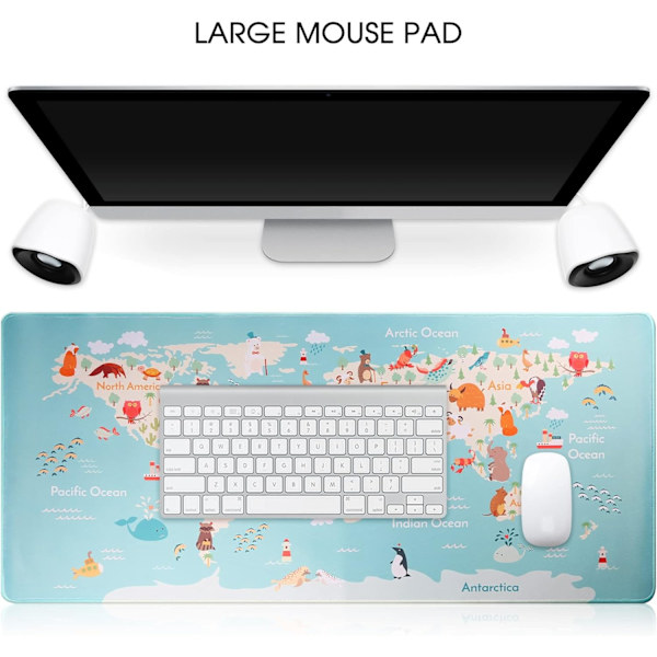 Gaming Mousepad Stor Mousepad Bordsmåtte Stor Størrelse Stilfuld Patent Skrivebordsmåtte Gummibund med Glatte Overflader Skridsikker