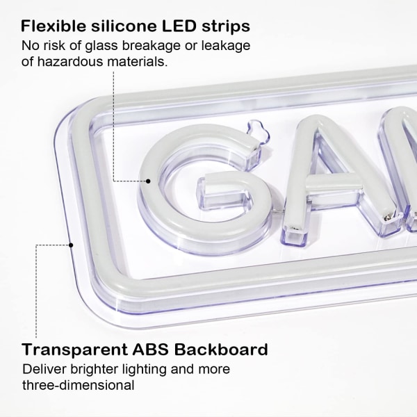 Röd och vit spel på neon skylt spel på för väggdekoration, USB för familj, barnrum, bar, sovrumsfest…