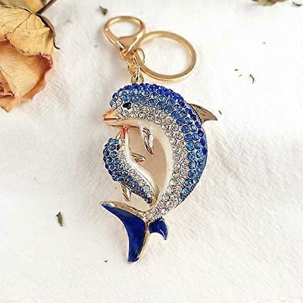 Söt Delfin Nyckelring med Strass, Hänge