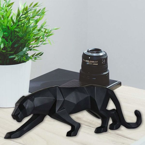 Panter Skulptur Prydnader, Staty Modern-Svart, Stor, 44cm