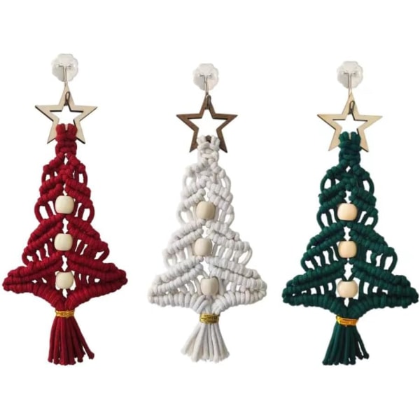 3Pcs Christmas Tree Ornaments Set Wooden Star Wall Hanging