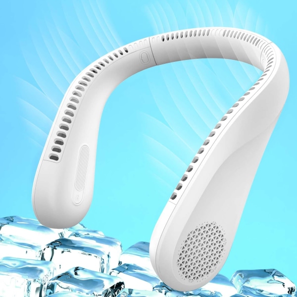 Portable Neck Fan with 5000 mAh & 3 Speeds, Personal Headphone Design Hands Free Fan 360° Airflow Perfect for Outdoor Indoor(White)