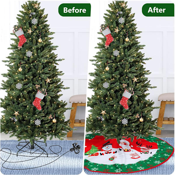 Julgransmatta, 90cm Julgrans Topp, Julgransdekoration, God Jul Gransmatta för Jul, Röd