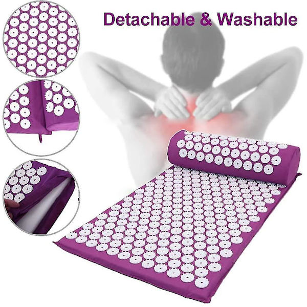Massager Kudde Akupressurmatta Lindra Stress Smärta Akupunktur Massagekudde Spik Yogamatta Med Kudde (blå)