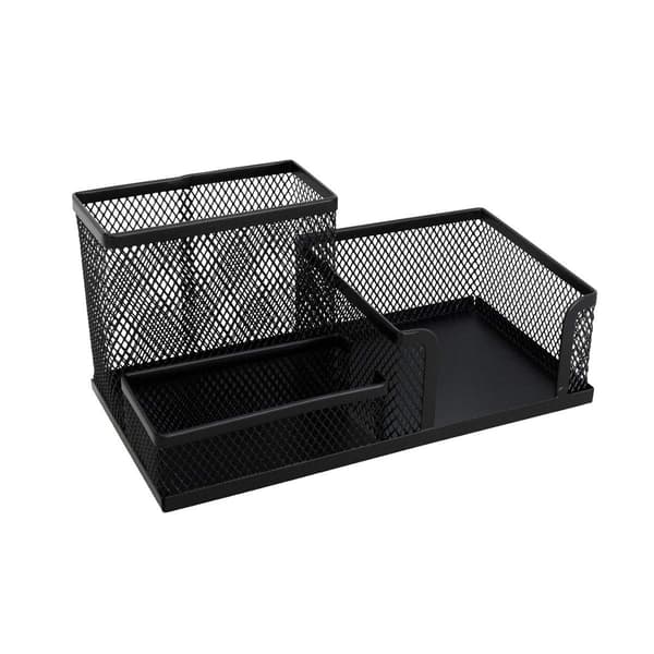 OFFICE metal tråd penneholder, 3 rum, sort