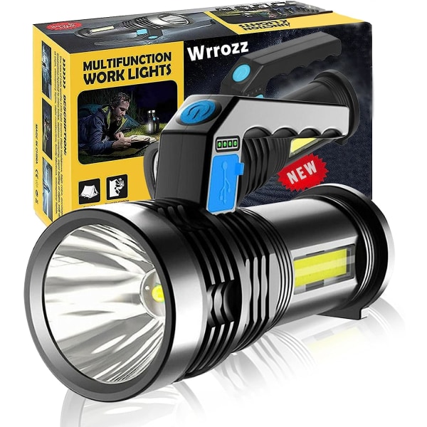 LED-lommelygte med høj lumen til camping, vandreture, gåture - Kraftig nødlommelygte med 4 tilstande til udendørs brug