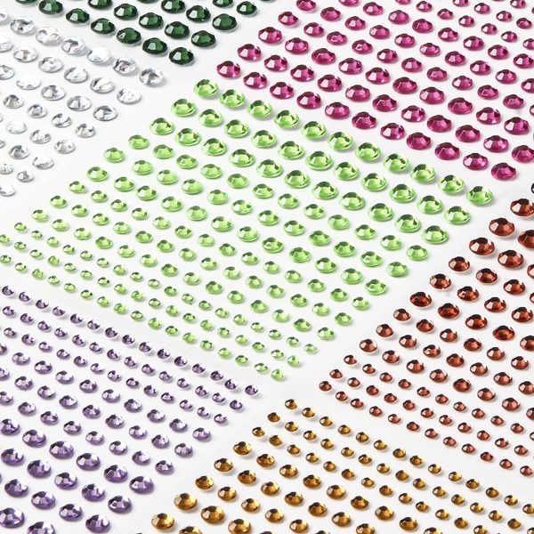 2310 STK Gems Stickers, 14 farver, Selvklæbende Gems Stickers