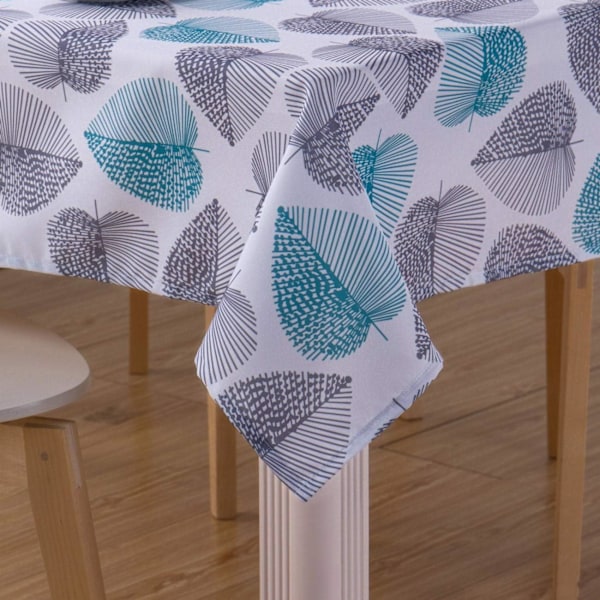 Rektangulær Duk Kjøkkenduk Anti-Flekker Stoff Bladmønster Vaskbar Lettstelt Resistent for Spisebord Piknik 140x180cm