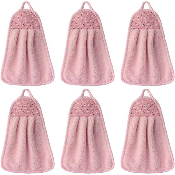 6 stk Håndklær i korallfleece - rosa