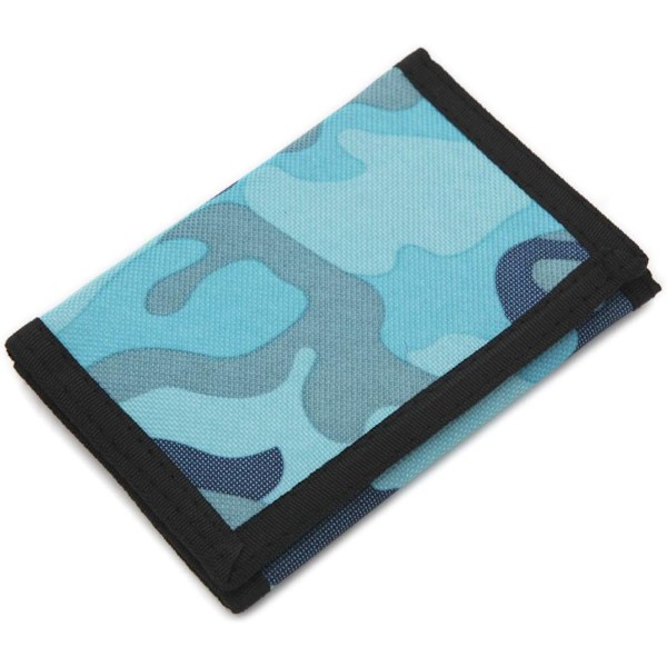 RFID Ohut Camouflage Lompakko/Kolmiosainen Kangas Ulkoilulompakko Pojille & Lapsille - Sininen