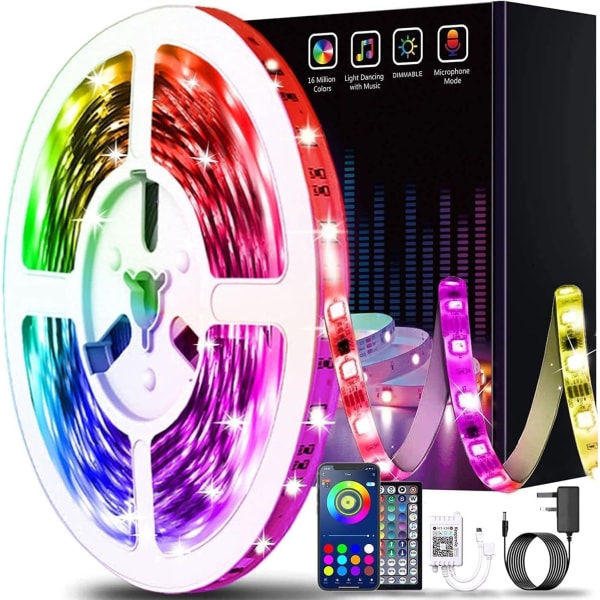 15M Led Strip Lights Bluetooth Smart App Control Music Sync Farveskiftende RGB Led Light Strips med fjernbetjening