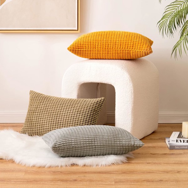 Cordfløyel Granule Pyntekast Putetrekk Dekorative Putetrekk Langstrakt Myke Pellets Solid Putetrekk for Sofa Soverom 12x20 Tommer
