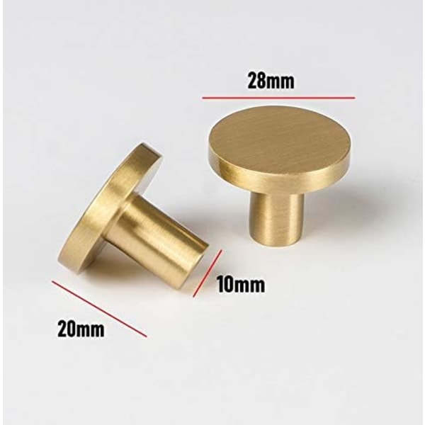 10 stk., Guld Messing Skabsknopper (Rund)
