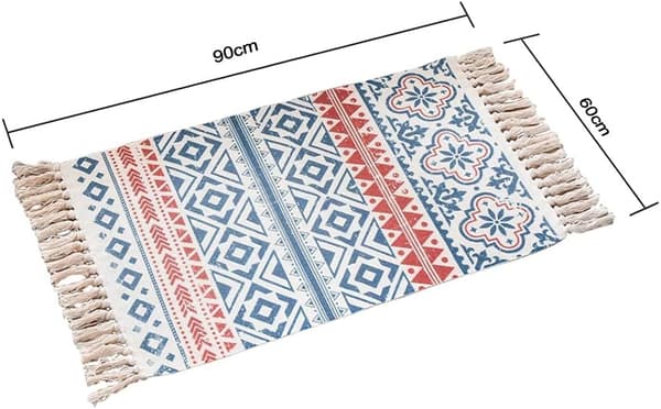 Boho baderomsteppe, 2' X 3' moderne geometriske boho-tepper, bomullsvevde dusker tepper, maskinvaskbare bohemske teppe badematte