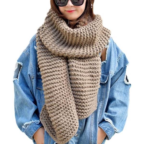 Unisex Par Chunky Cable Ullgarn Stickad Varm Tjock Oändlig Cirkel Halsduk Julpresent
