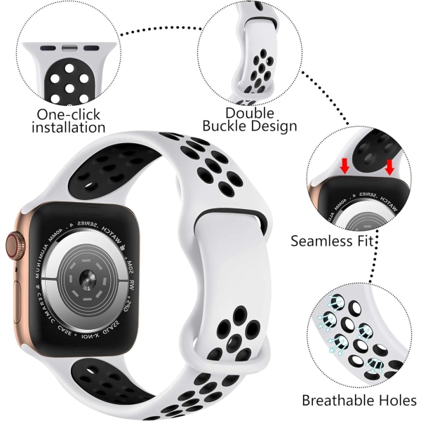 Silikon Sportsrem Kompatibel med Apple Watch Rem, til Apple Watch Ultra/Ultra 2/iWatch SE Serie 9 8 7 6 5 4 3 2 1