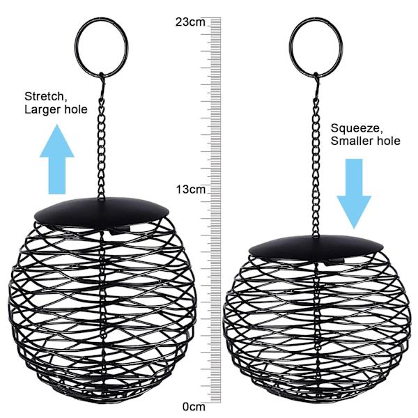 Rasvapallojen lintujen syöttölaite, suuri kapasiteetti, ripustettava villilintujen pidike peipolle, kardinaalille, tikkalinnulle, varpuselle, punarinta, halkaisija 13 cm, metalli, musta