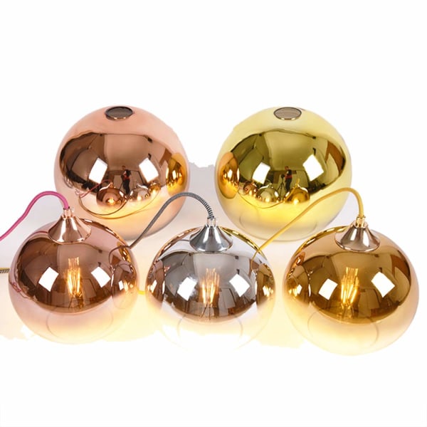 Sfærisk gradient farge glass anheng lys moderne glass lampe lysekrone hengende lys (Rose gull, 20cm)