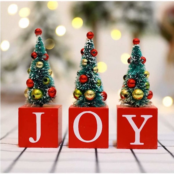 3 stk Bordplade juletræ træ Joy kunstig mini (rød)