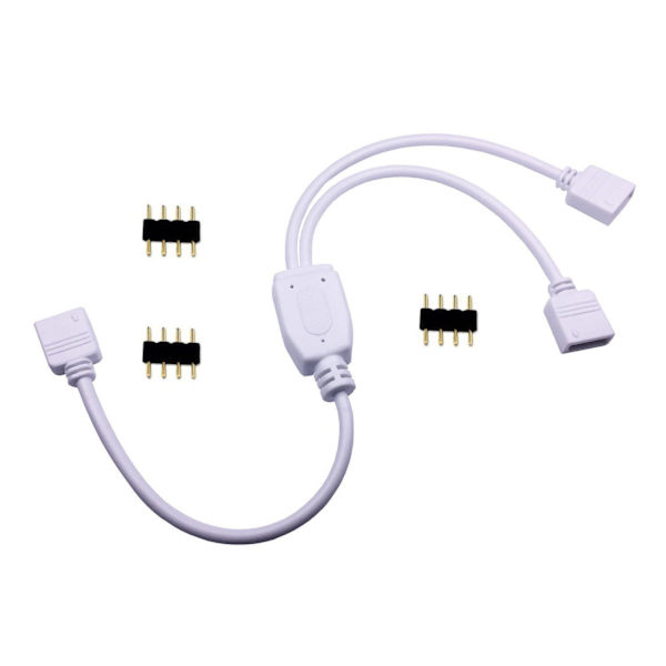 2 stk. Splitterkabel 1 til 2 RGB LED-30cm, Hvid