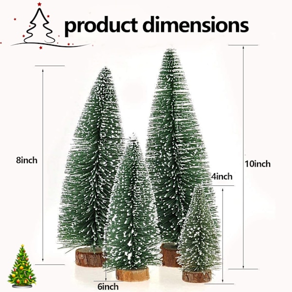 Konstgjord minijulgran med LED-ljus, 4 st tall