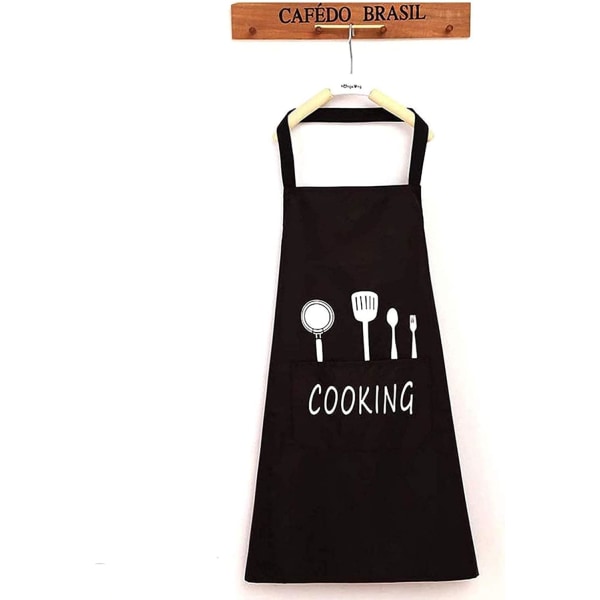 Köksförkläde för unisex kockar Vattentätt med fickor Förkläden för matlagning Restaurang Arbete BBQ Trädgårdsarbete Hantverk Bakning Svart