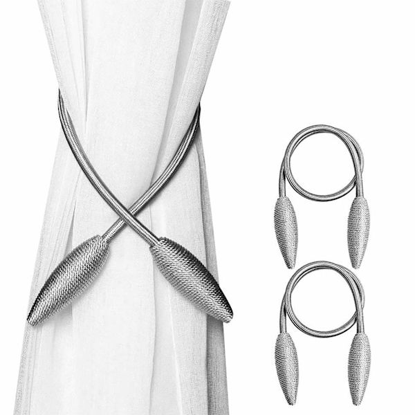 Gardinstop, Gardinholdere Klips Reb Curtain Holder Spænder Sølvgrå 2 stk, Gardin og Persienner Tilbehør
