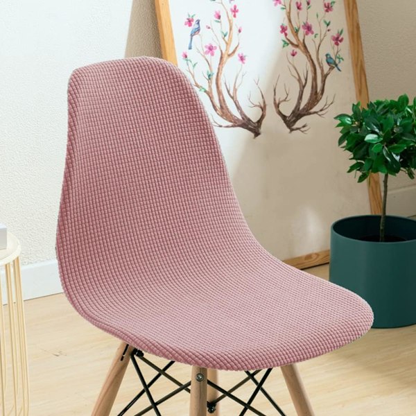 Water Resistant Shell Dining Chair Cover Jacquard Stretch Armless Chair Slipcovers Removable Washable Seat Cover (set of 4, Pink)