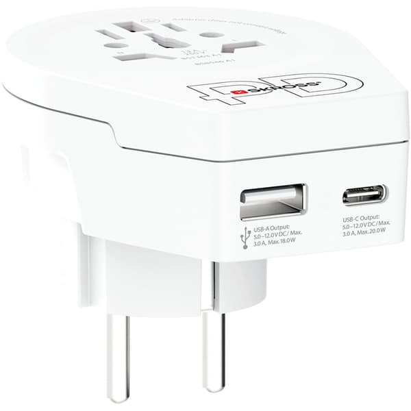 USB-A/USB-C 20W jordet adapter til Europa 144