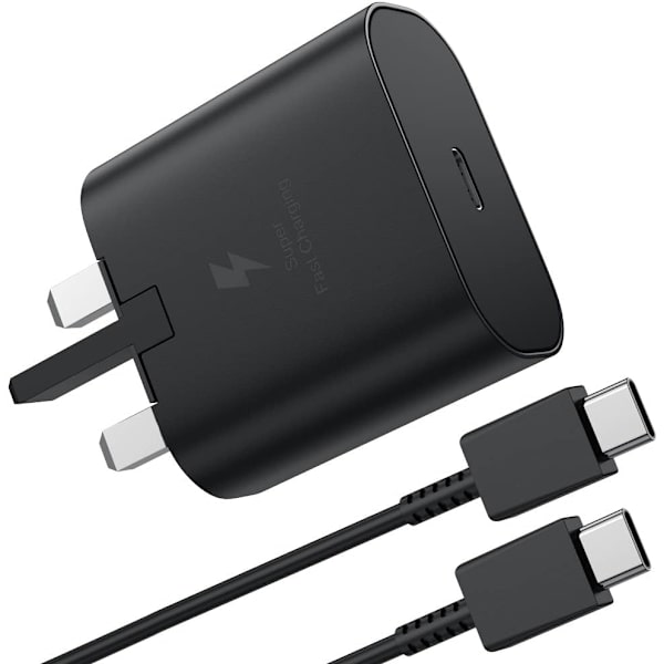 45W hurtiglader for Samsung, USB C mobiltelefonlader med UK-kontakt og Type C ladekabel Galaxy S22, S22+, S22 Ultra, S21, S21 S21+, S20+