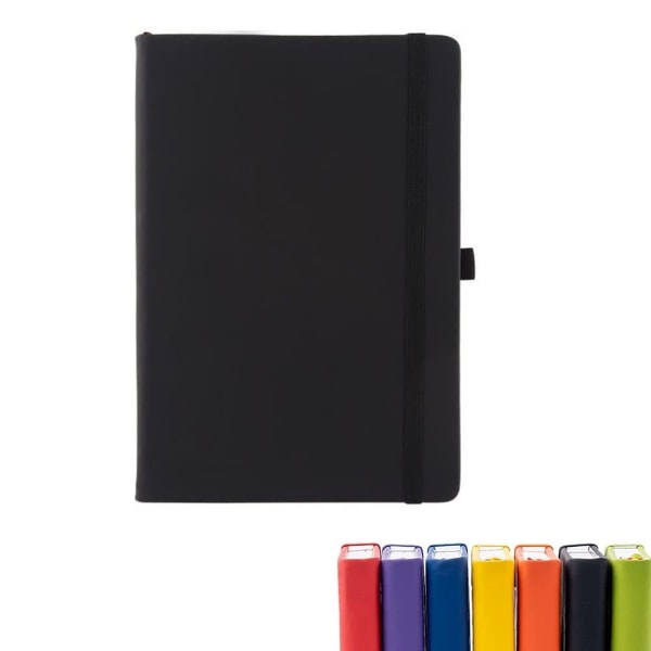 A5 notesbog med linjerede sider, elastikbånd, PU-læder klassisk skrive notesbog medium premium linjeret papir notesbog 200 sider (sort)