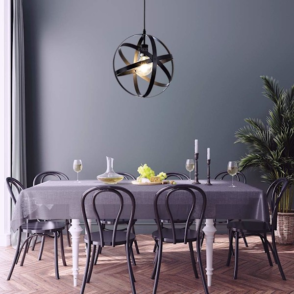 Sorte Industrielle Loftlamper, Runde Hængende Loftlamper, Retro Lysekroner Loftlampe E27 Pære