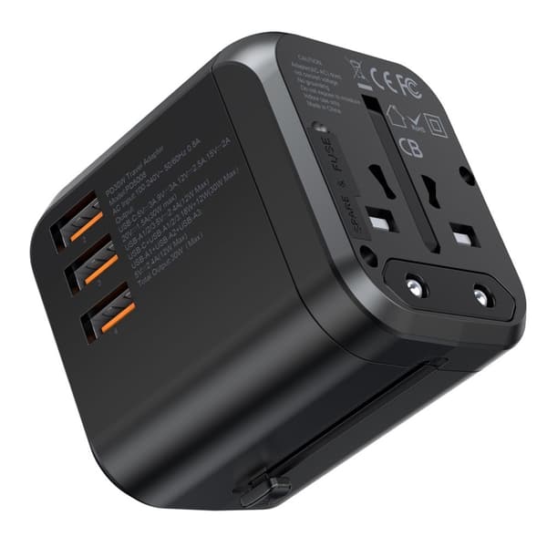 Choetech 35W PD Rejseadapter 3x USB-A 1x USB-C Sort 216