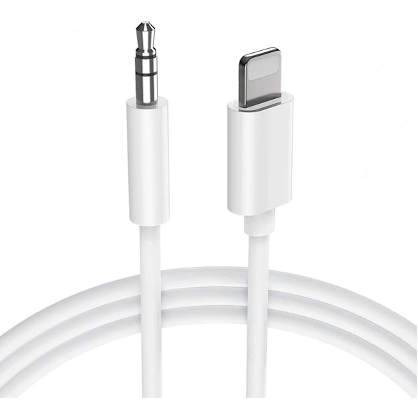 Aux-kaapeli iPhonelle, L-ightning 3,5 mm:n ään kaapeli autoon, kuulokeliitäntäsovitin autoon/kotistereoihin/kuulokkeisiin/kaiuttimiin -valkoinen