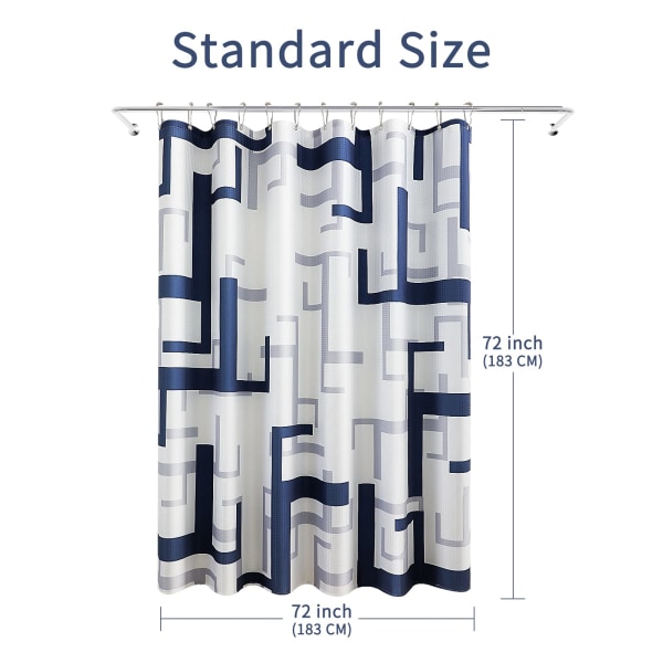 Moderni geometrinen suihkuverho sininen 12 koukkulla 72 x 72 tuumaa