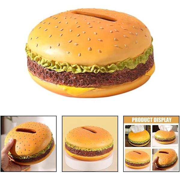 Hamburger Tissue Box Papir Oppbevaringsboks Bil Tissue Holder Brød Modell Kreativ Hamburger Design Tissue Box