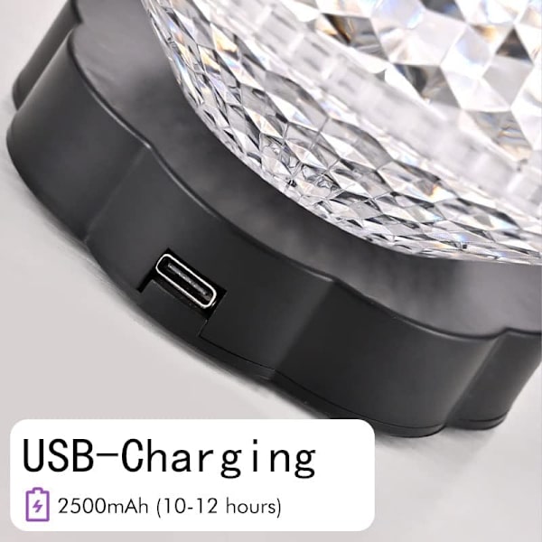 Kristall Diamant Bordslampa, 16 Färgförändrande RGB Touch Control Nattljus, Uppladdningsbar Sänglampa med Fjärrkontroll