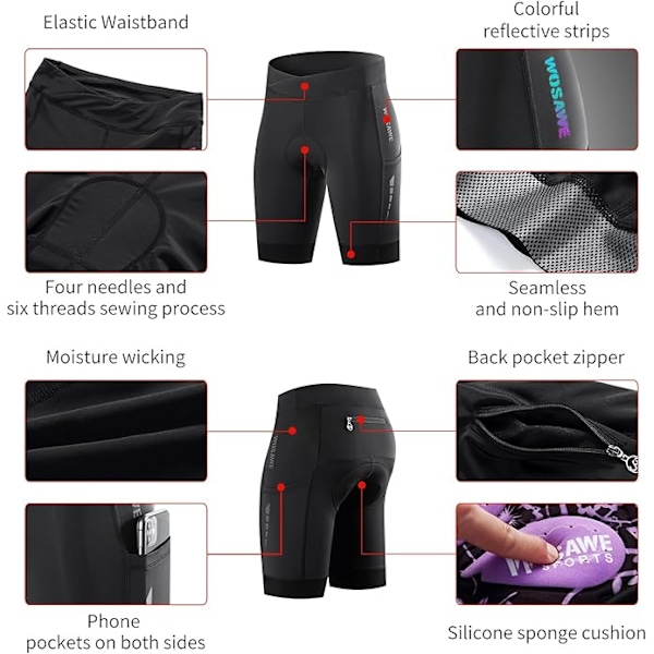Cykeltights för damer, ventilerande 4D-vadderade cykelbyxor med hög midja Subcode M/Eurocode S