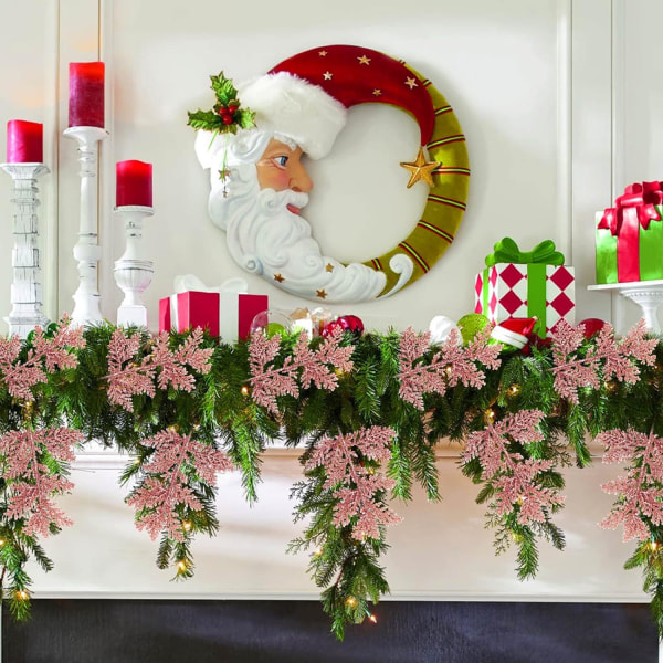 Julklappsfjäder Dekoration, 10 ST Glitterpulver Konstgjort Julgran Tallblad Lämpliga för Säsongsdekoration