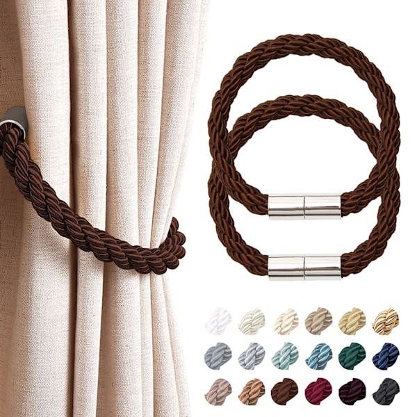 2 kappaletta vahvat magneettiset verhonpitimet  Verhonpidikkeet Käytännöllinen koristeellinen punosköysipidike kodin ja toimiston ikkunan verhoille (syvä kahvi)