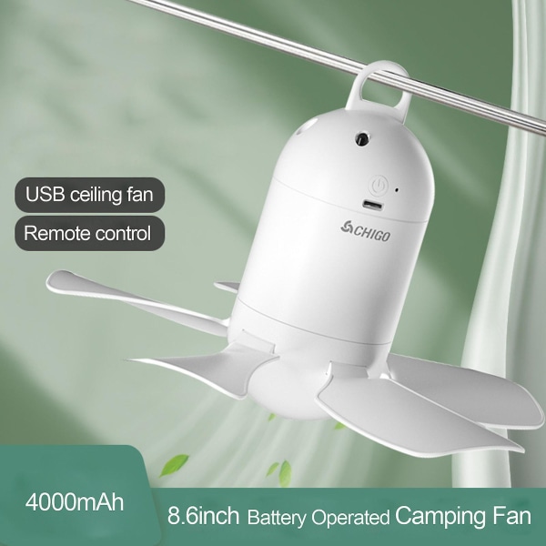 Bærbar Camping Fan Mini 4000mah Telt Fan Til Loftsvifte