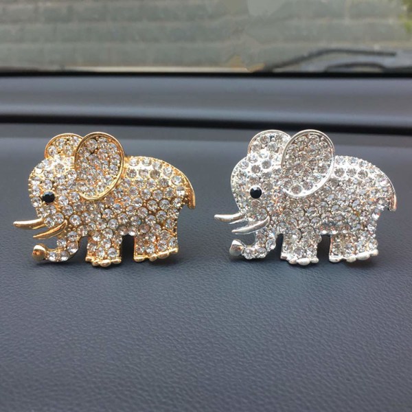 Bling Rhinestone Elephant Air Vent Clips Car Air Freshener Parfym Clip Aromaterapi Diffuser med doft bomullspad Bilinteriördekoration