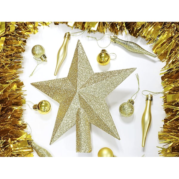 20 cm Glitter Juletre Toppstjerne Dekorasjon – Juletre Topper